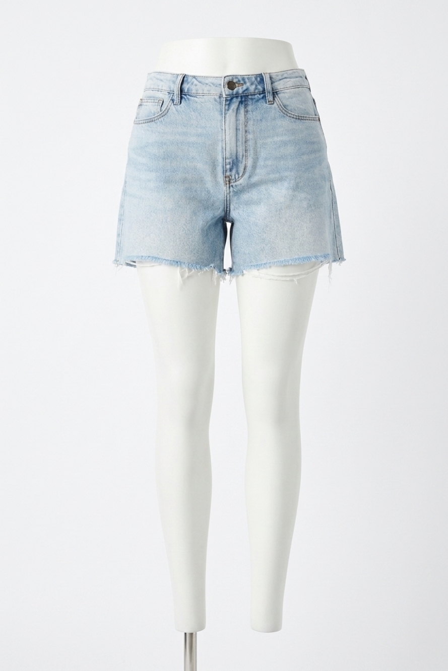 NEW JUDY BLUE mid rise rigid magic dad shorts in blue